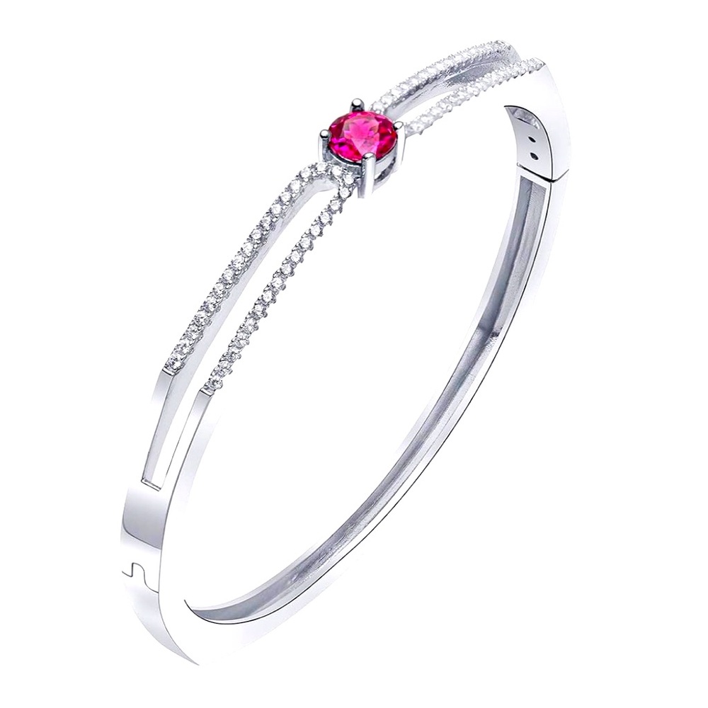 PEORA Ruby Bangle Bracelet 925 Sterling Silver Round 6mm 1.25 Carats total wgh